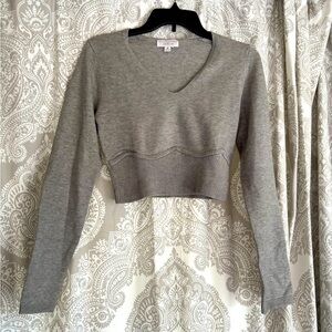 NWT Cropped long sleeve grey sweater